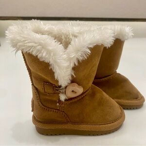 Cozy Faux Fur Brown Suede Boots ~ Size 2